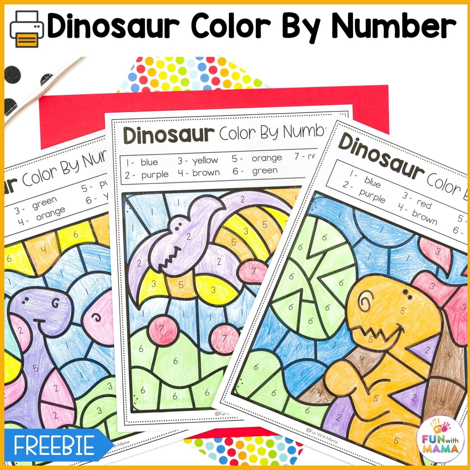 Free Dinosaur Color By Number Printables Fun With Mama Free Dinosaur Color By Number Printables Fun With Mama