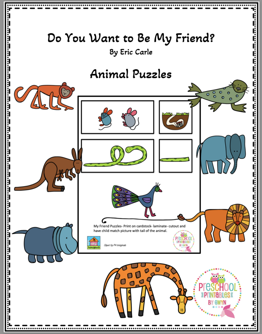 FREE Do You Want To Be My Friend Puzzles Preschool Printables