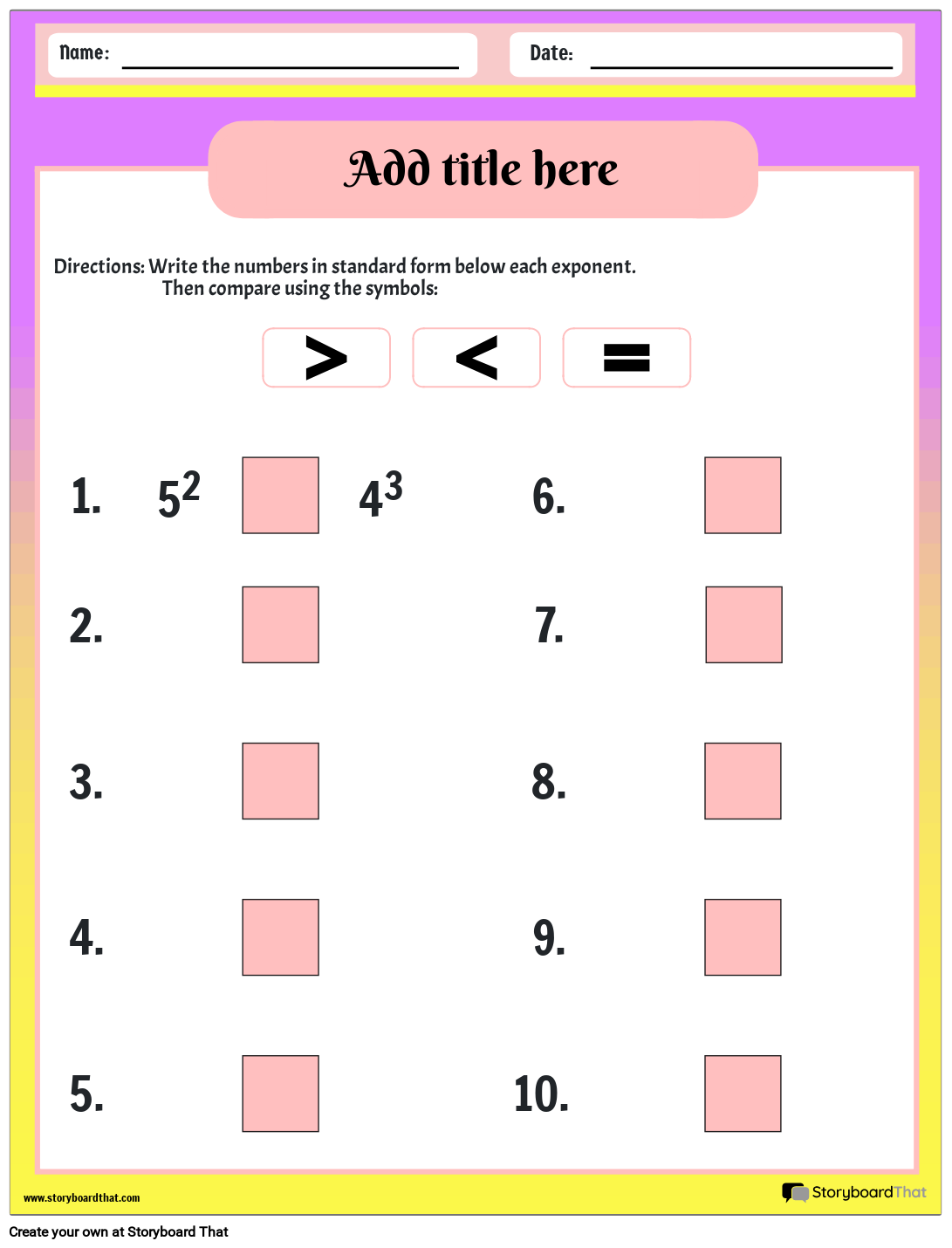 Exponent Practice Worksheets Printable