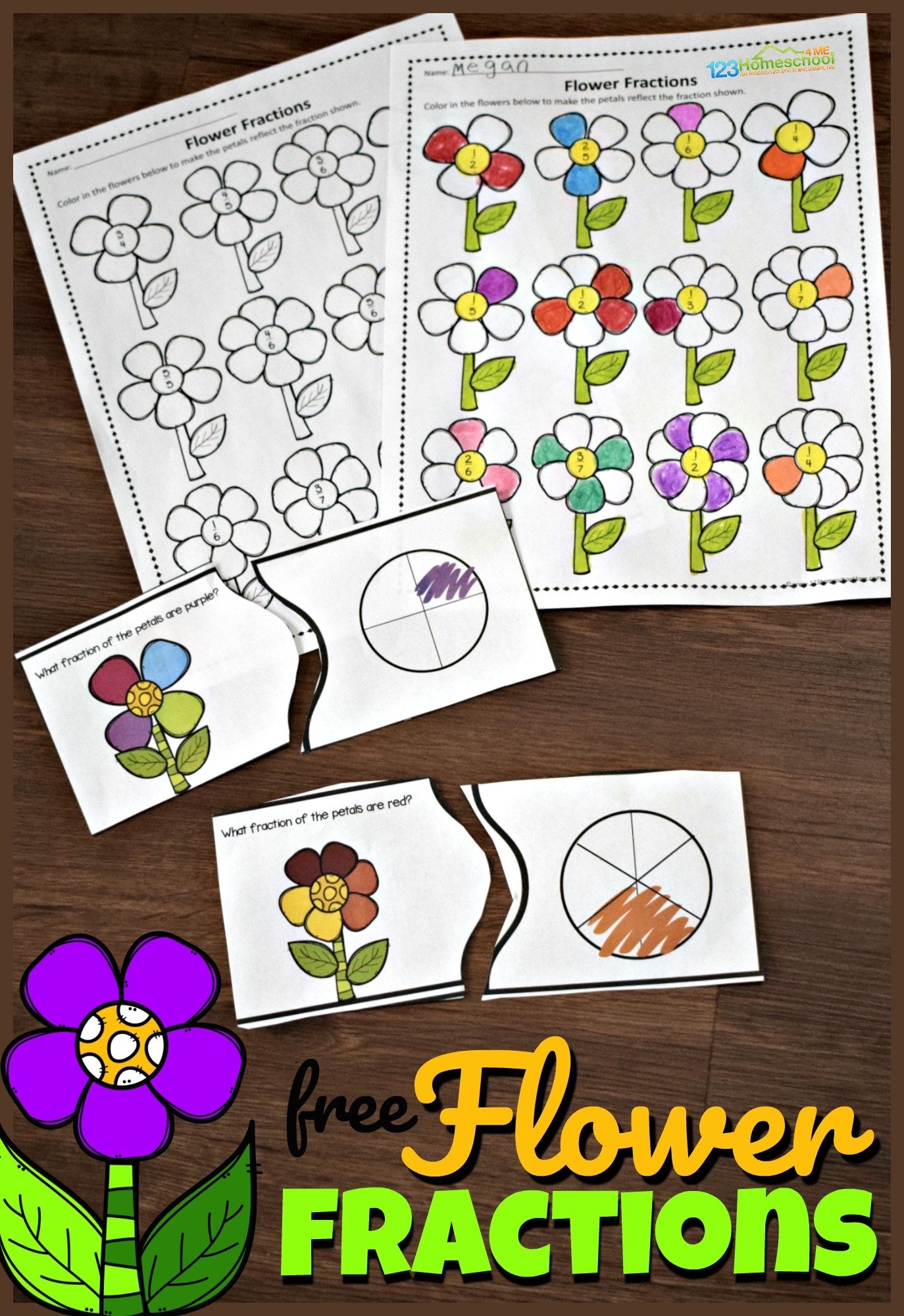FREE Fraction Flowers Puzzles And Worksheets FREE Fraction Flowers Puzzles And Worksheets