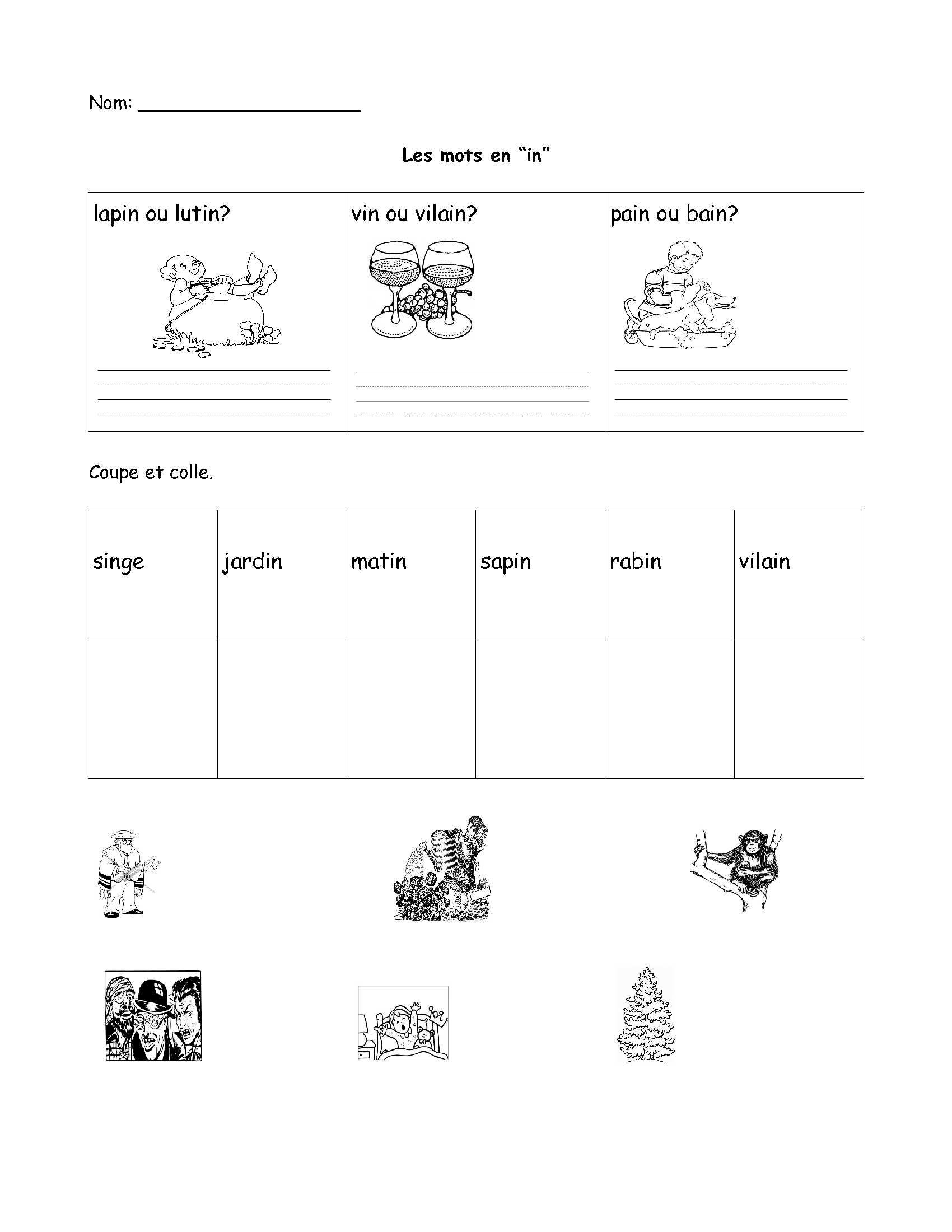 Free French Worksheet Grade 1 Grade 2 Grade 3 FSL Core French Vocabulary Free French Worksheet Grade 1 Grade 2 Grade 3 FSL Core French Vocabulary