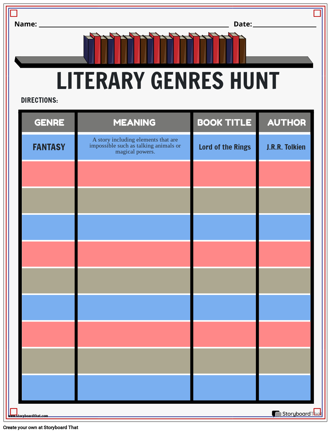 Free Printable Literary Genres Worksheets Free Printable Literary Genres Worksheets