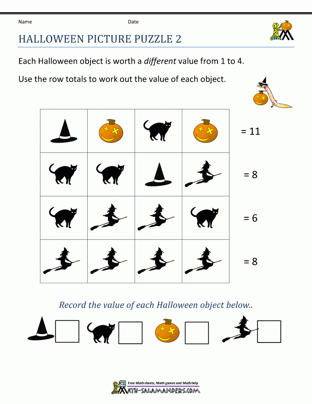 Free Halloween Math Worksheets Free Halloween Math Worksheets