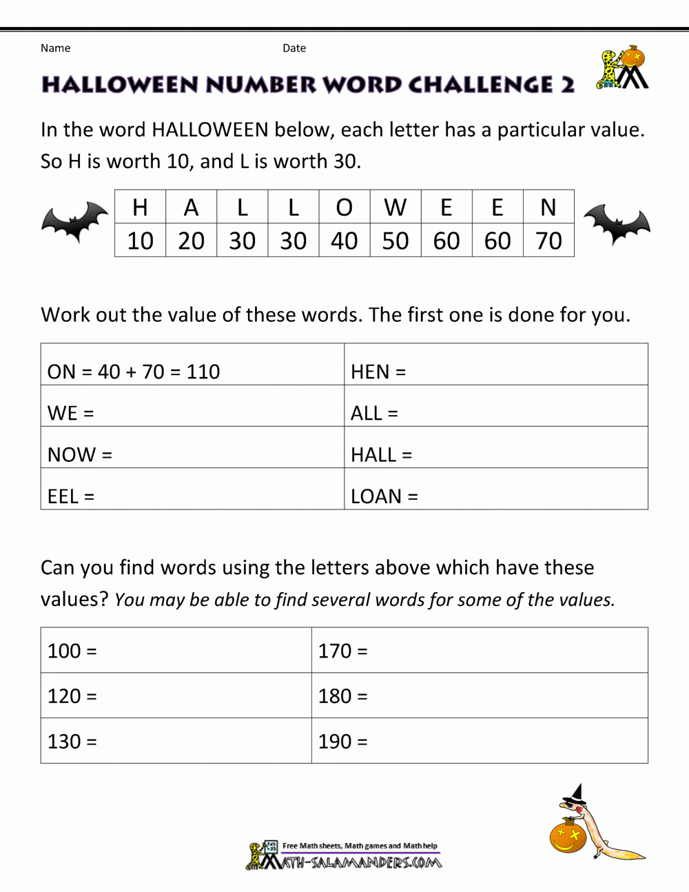 Free Halloween Math Worksheets Free Halloween Math Worksheets