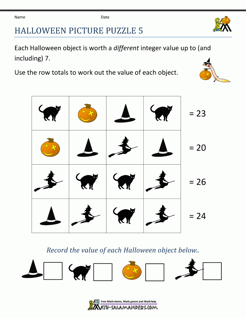 Free Halloween Math Worksheets Worksheets Library