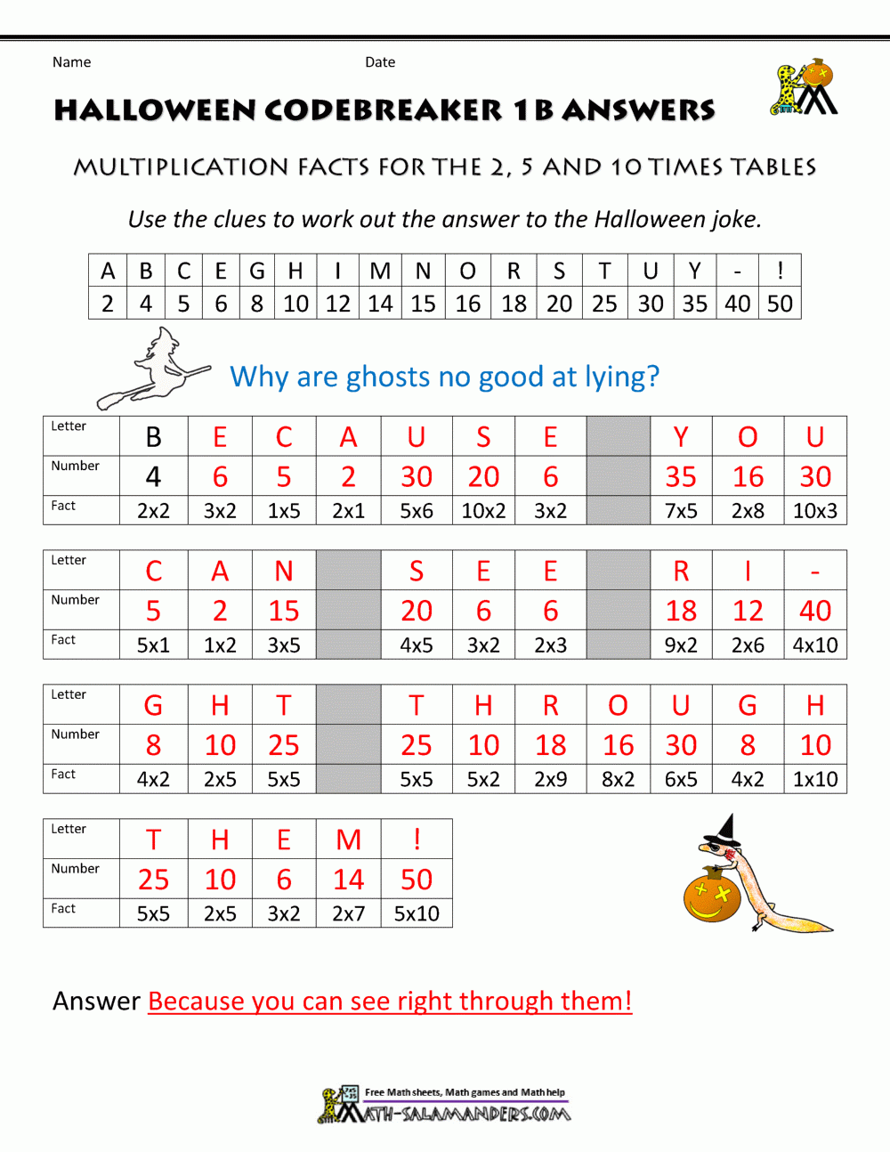 Free Halloween Math Worksheets Worksheets Library