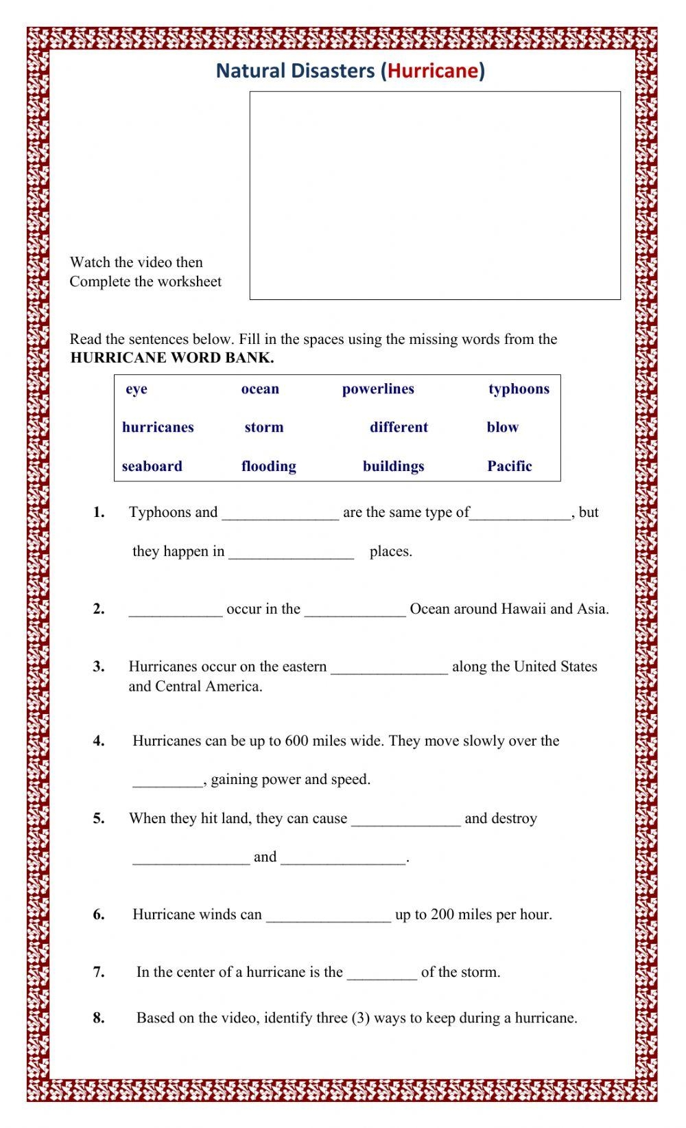 Hurricane Printable Worksheets Hurricane Printable Worksheets