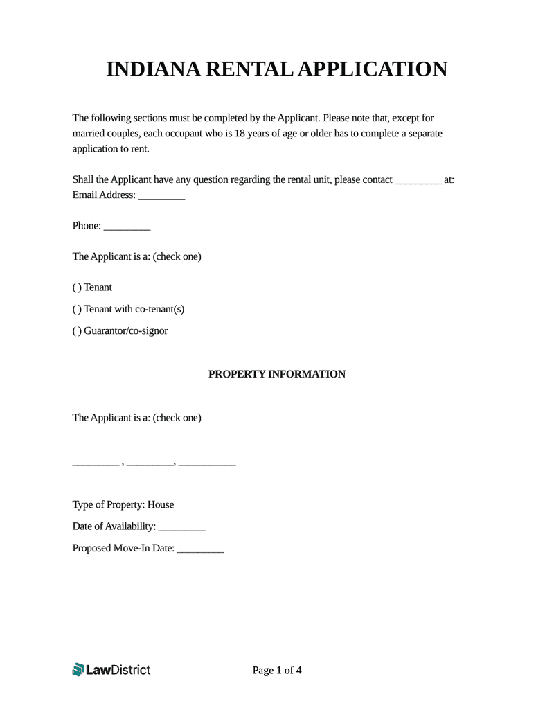 Free Indiana Rental Application Laws U0026 Process LawDistrict Free Indiana Rental Application Laws U0026 Process LawDistrict