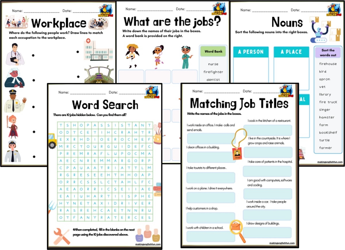 Free Printable Worksheets About Jobs