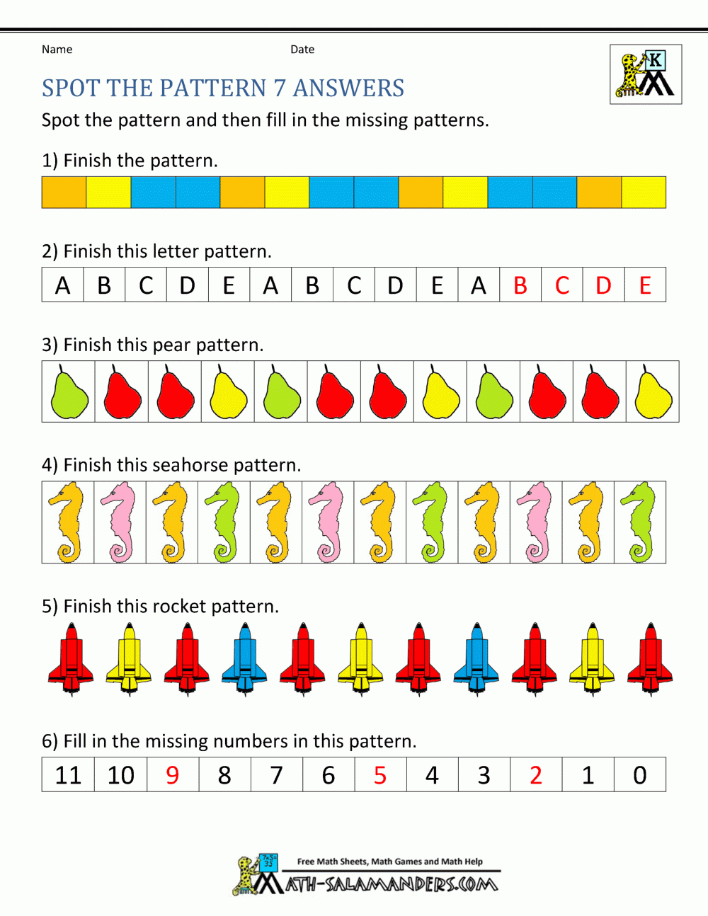 Kindergarten Math Patterns Worksheets Kindergarten Math Patterns Worksheets