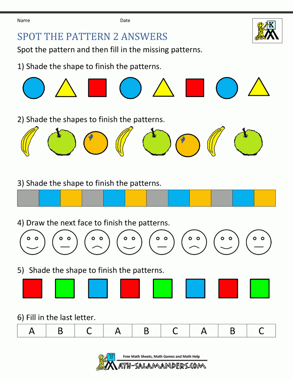 Free Kindergarten Worksheets Spot The Patterns Free Kindergarten Worksheets Spot The Patterns