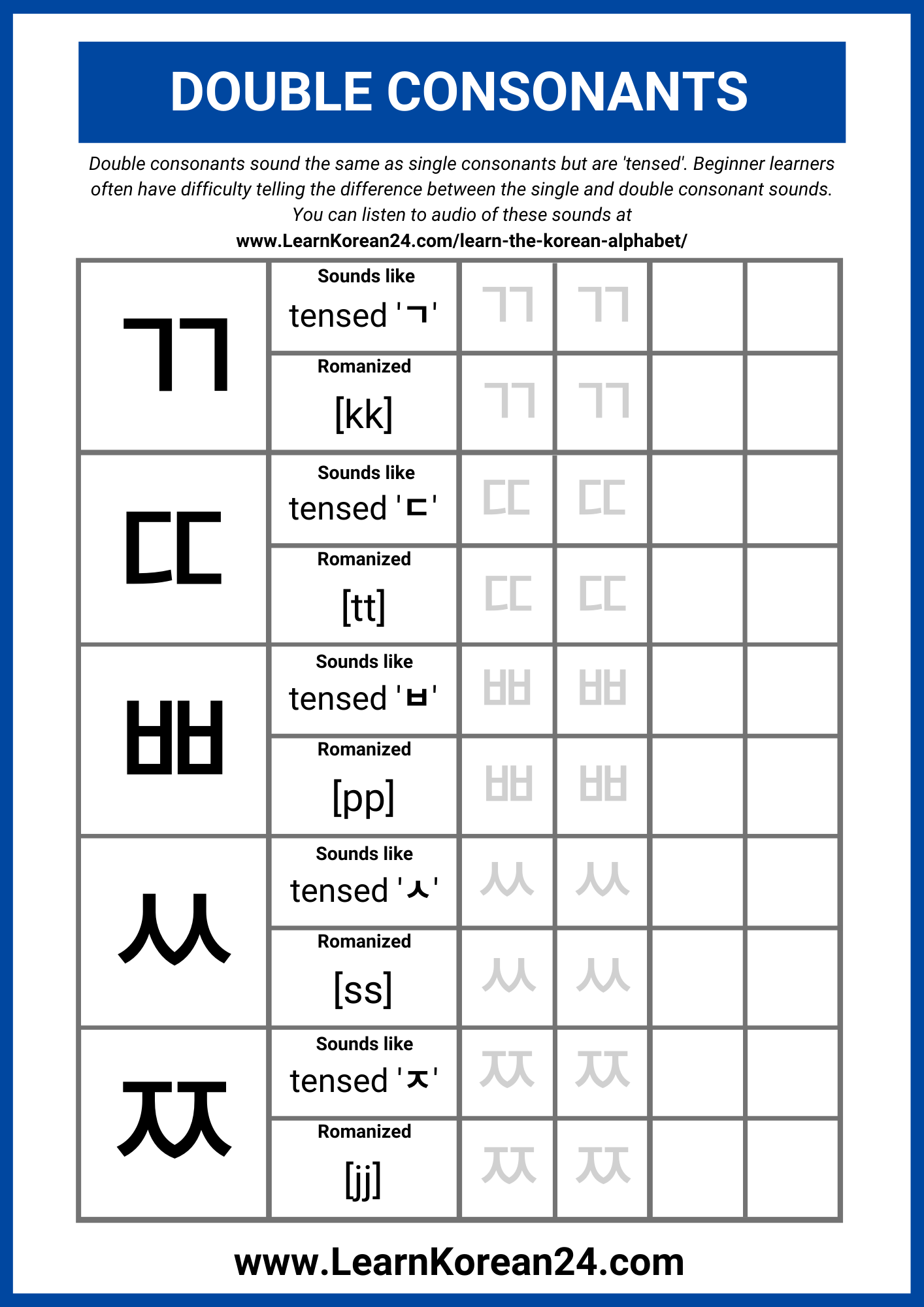 Free Korean Alphabet Worksheets PDF LearnKorean24 Free Korean Alphabet Worksheets PDF LearnKorean24