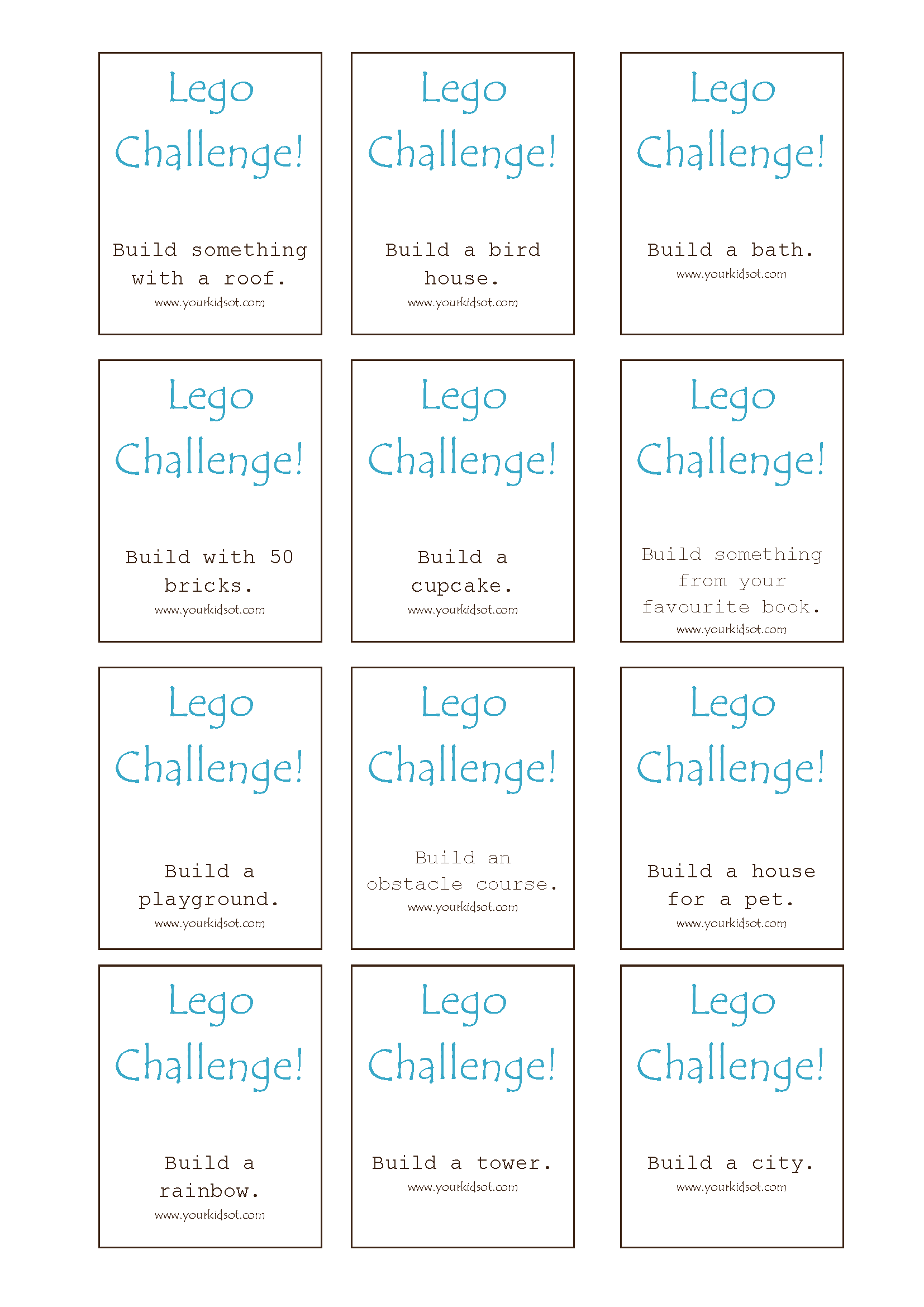 FREE Lego Challenge Printable FREE Lego Challenge Printable