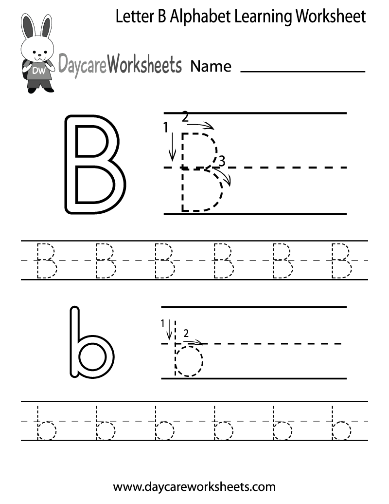 Free Letter B Alphabet Learning Worksheet For Preschool Free Letter B Alphabet Learning Worksheet For Preschool
