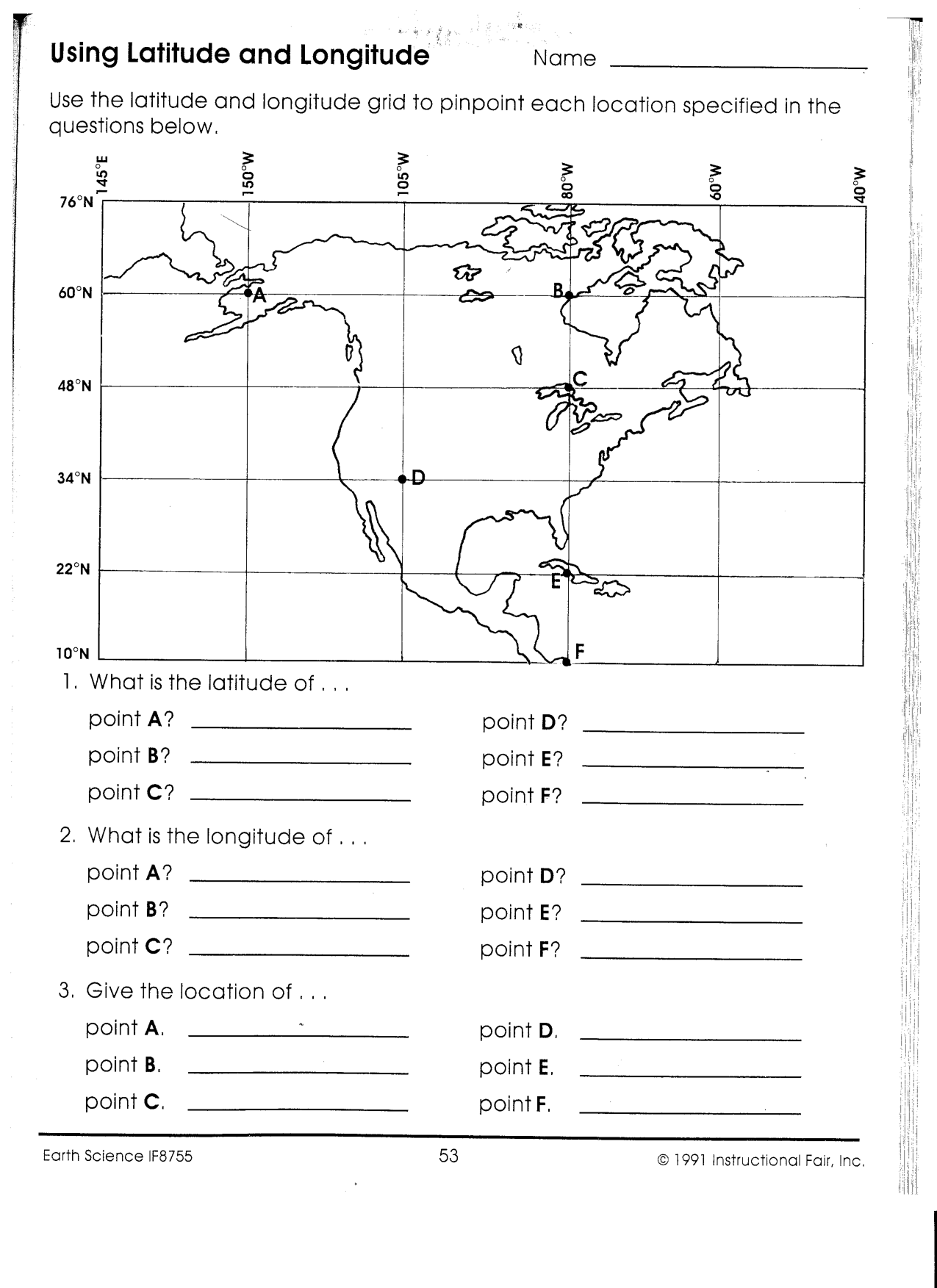 Latitude And Longitude Free Printable Worksheets