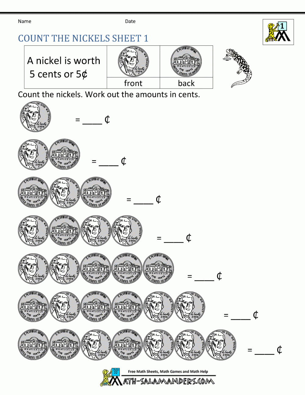 Free Math Money Worksheets 1st Grade Free Math Money Worksheets 1st Grade