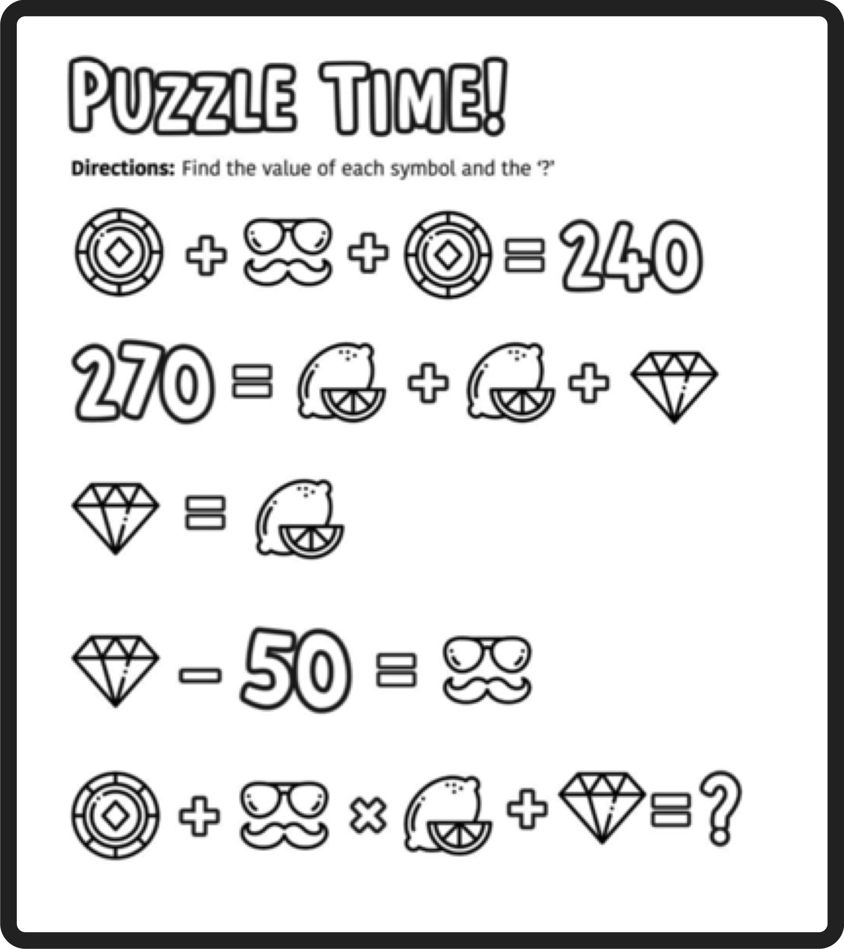 Printable Math Riddles Worksheets