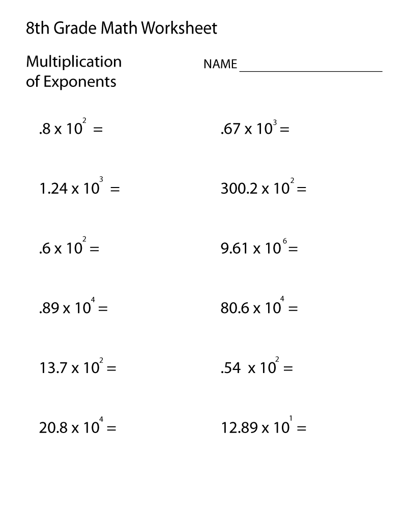 Free Math Worksheets For 8th Graders Practice Sheets U0026 Exercises