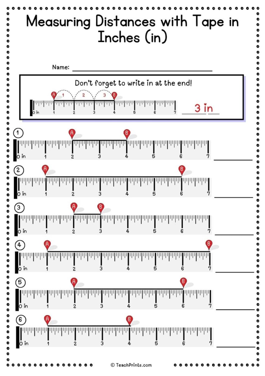 Free Measuring Tape Worksheets Teach Prints