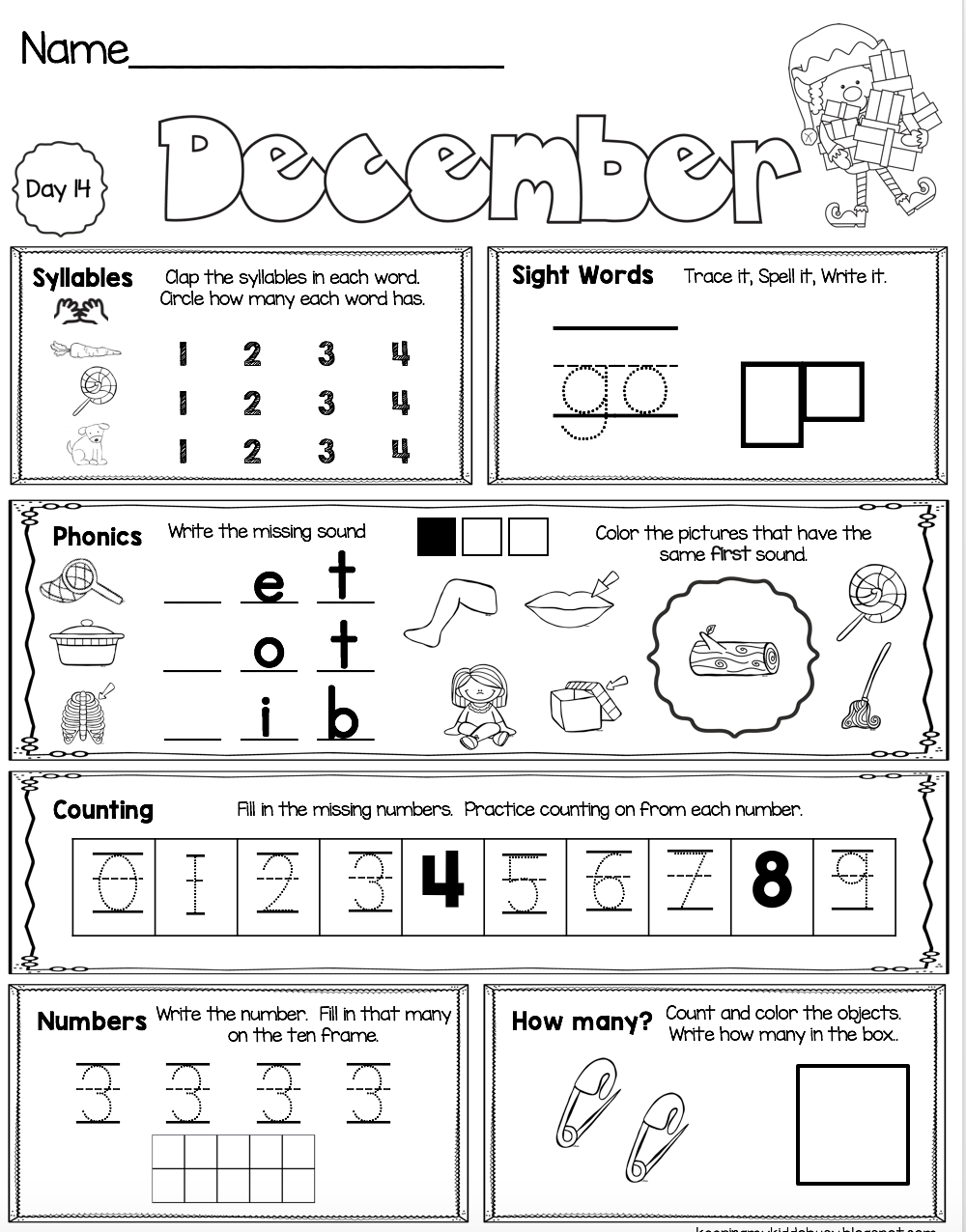 FREE Morning Work For Kindergarten Common Core Aligned Math Worksheets Library