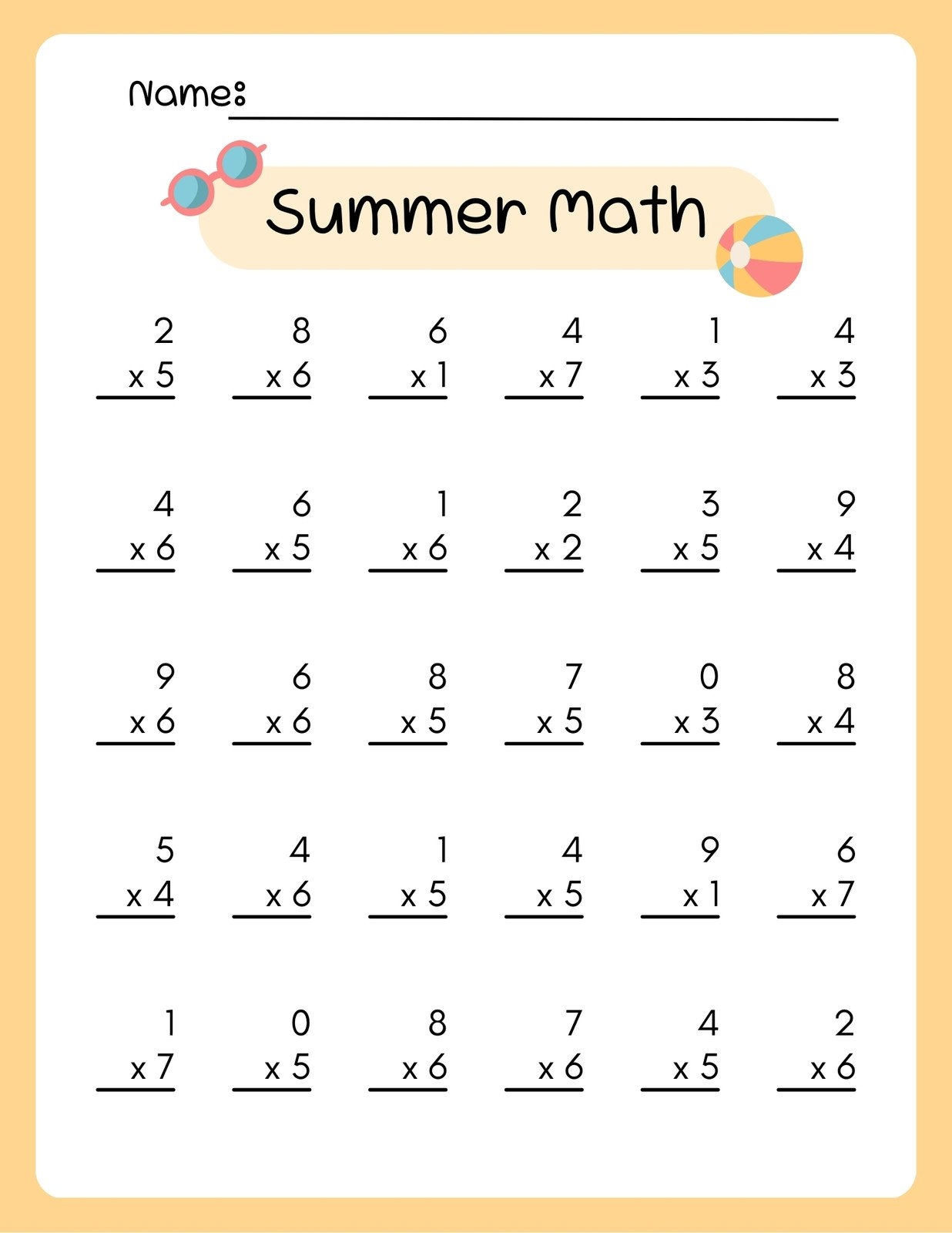Free Printable Multiplication Worksheets Grade 6