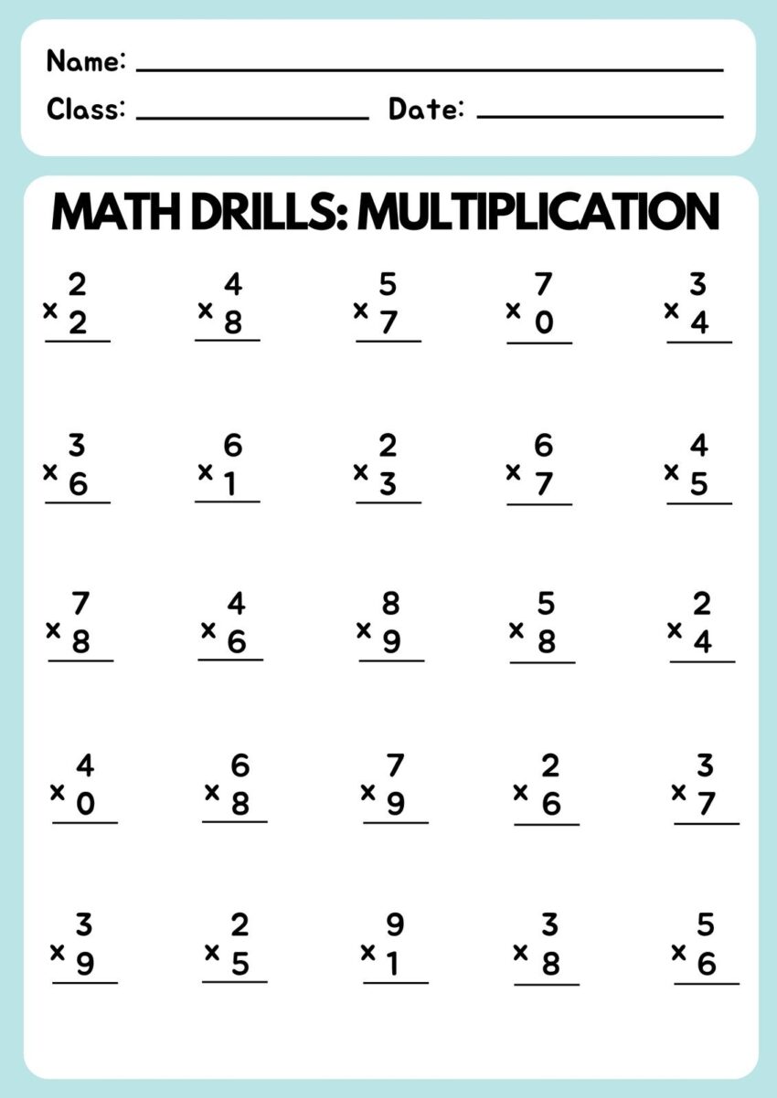 Free Multiplication Worksheet To Use And Print Canva