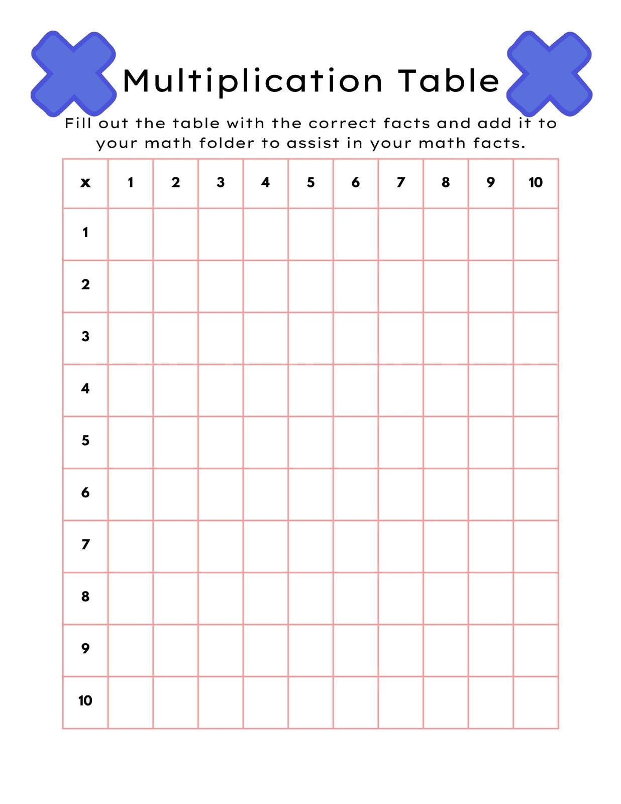 Free Multiplication Worksheet To Use And Print Canva