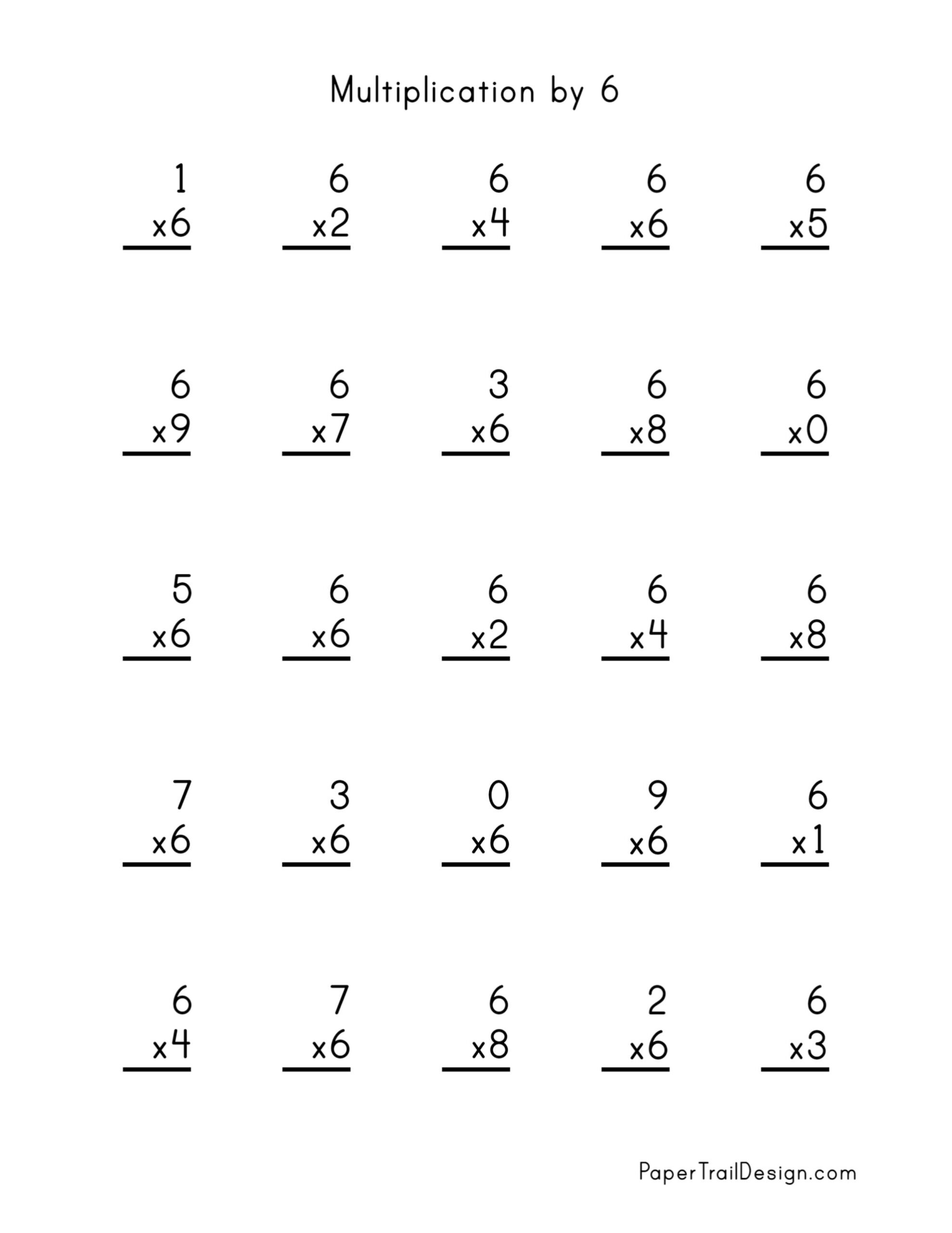 Multiplication 5's Printable Worksheets