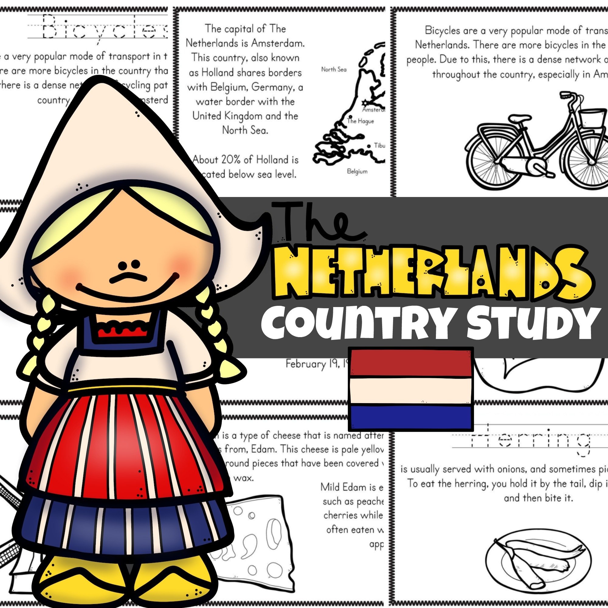 FREE Netherlands For Kids Printable Book To Color And Learn FREE Netherlands For Kids Printable Book To Color And Learn