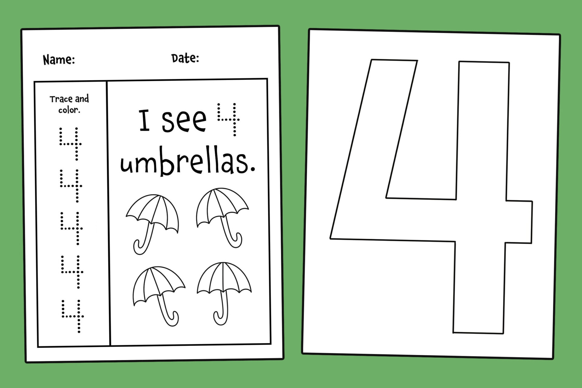Number 4 Preschool Printables Number 4 Preschool Printables