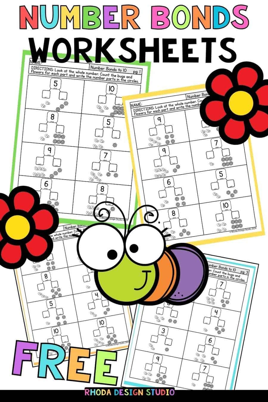Free Number Bonds Worksheets Bugs And Flowers Free Number Bonds Worksheets Bugs And Flowers