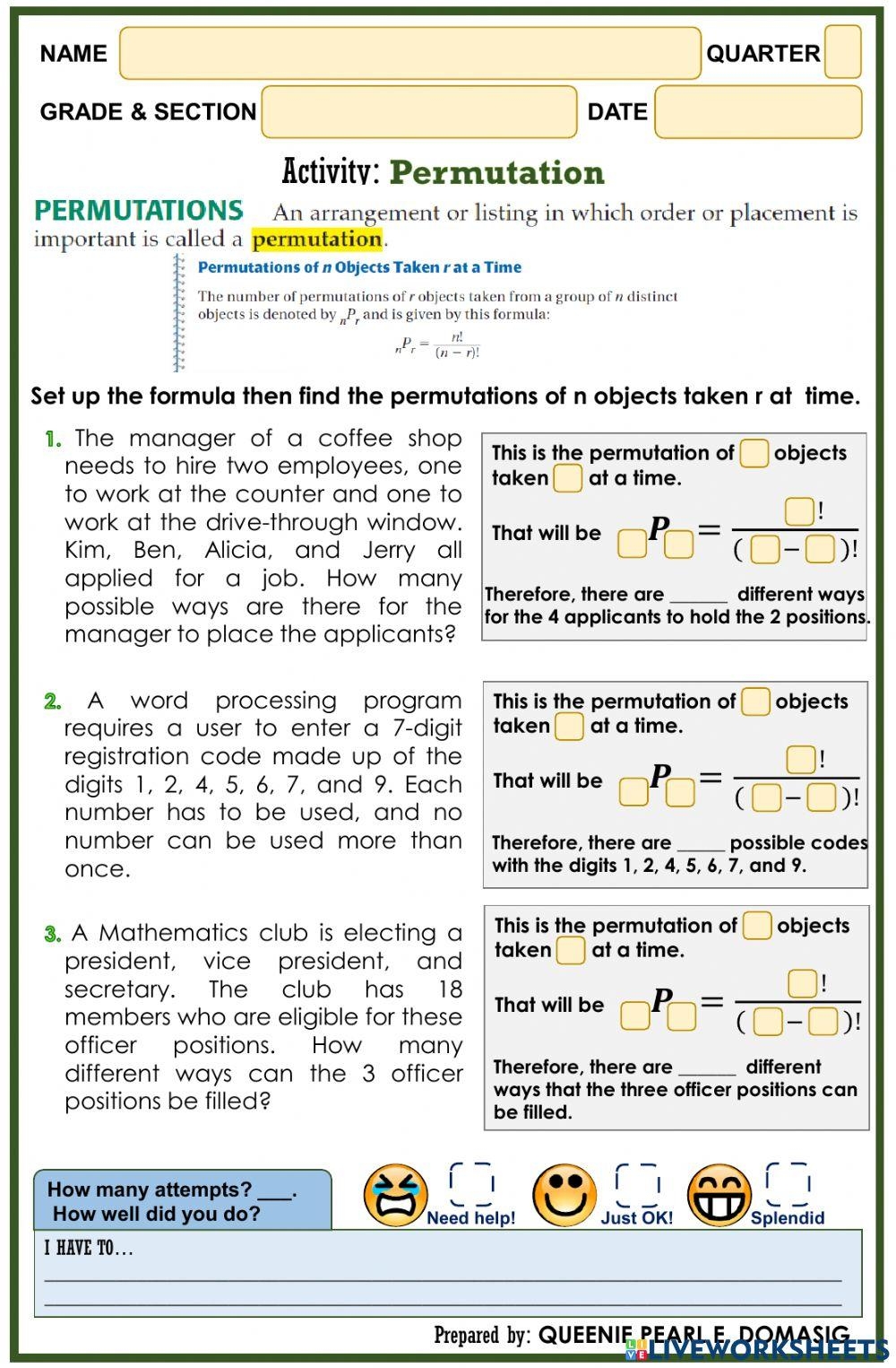 Free Permutation Worksheet Download Free Permutation Worksheet Png Images Free Worksheets On Clipart Library