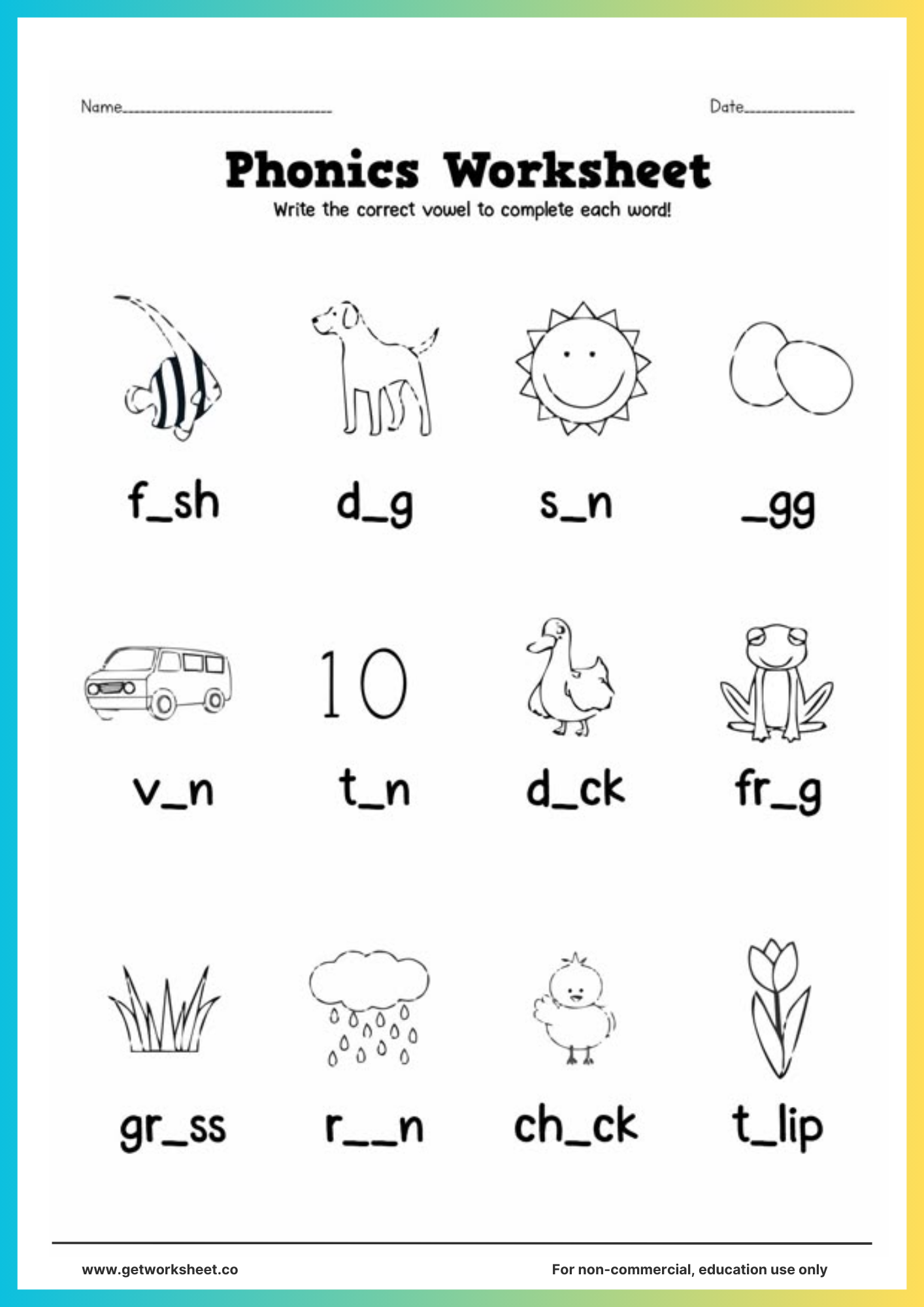 Free Phonics Worksheets Worksheets Get Worksheet