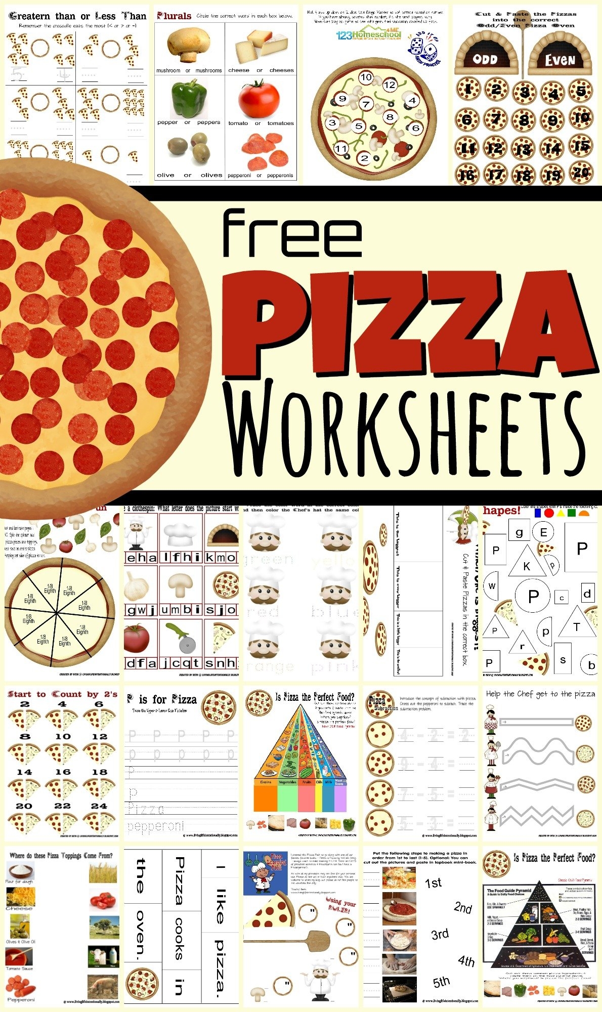 FREE Pizza Worksheets For Kids FREE Pizza Worksheets For Kids