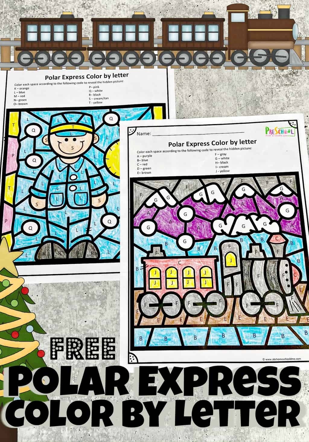 FREE Polar Express Color By Letter Christmas Worksheets FREE Polar Express Color By Letter Christmas Worksheets