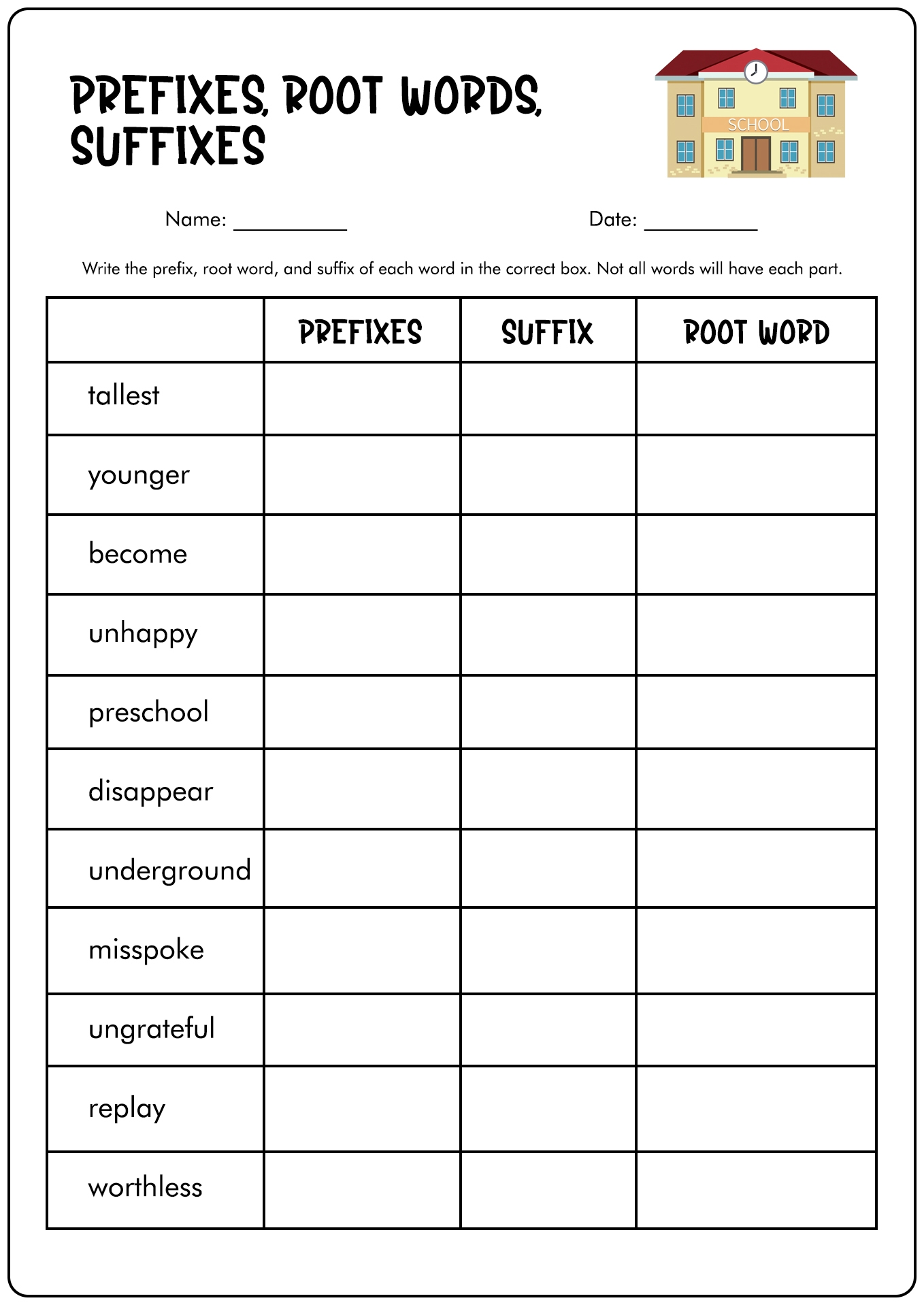 Free Printable Prefixes And Suffixes Worksheets Free Printable Prefixes And Suffixes Worksheets