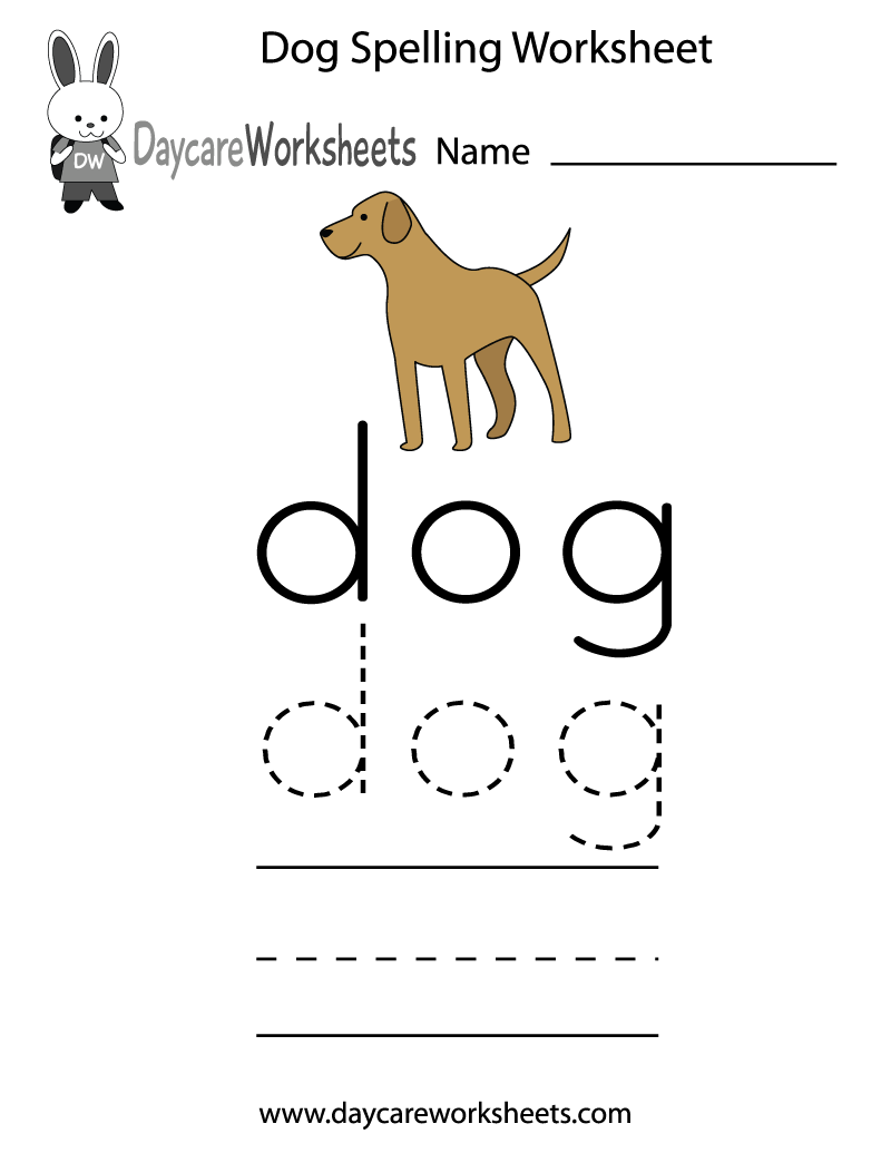 Free Preschool Dog Spelling Worksheet Free Preschool Dog Spelling Worksheet