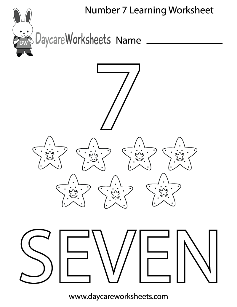 Free Preschool Number Seven Learning Worksheet Free Preschool Number Seven Learning Worksheet