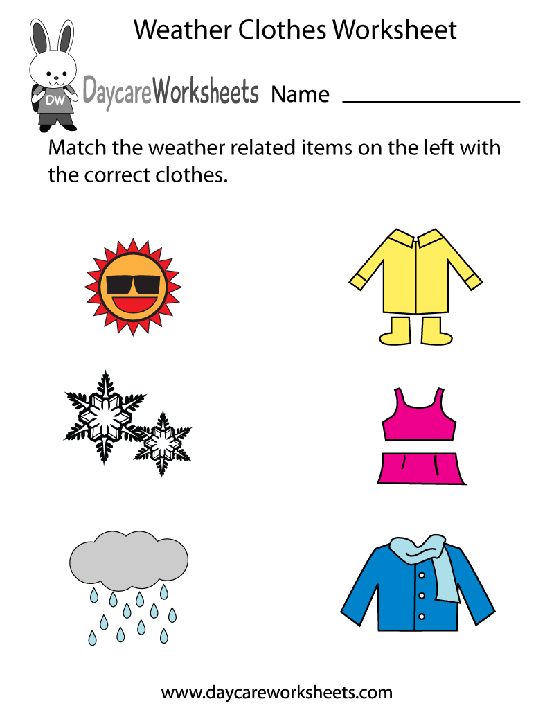 Free Preschool Weather Clothes Worksheet Free Preschool Weather Clothes Worksheet