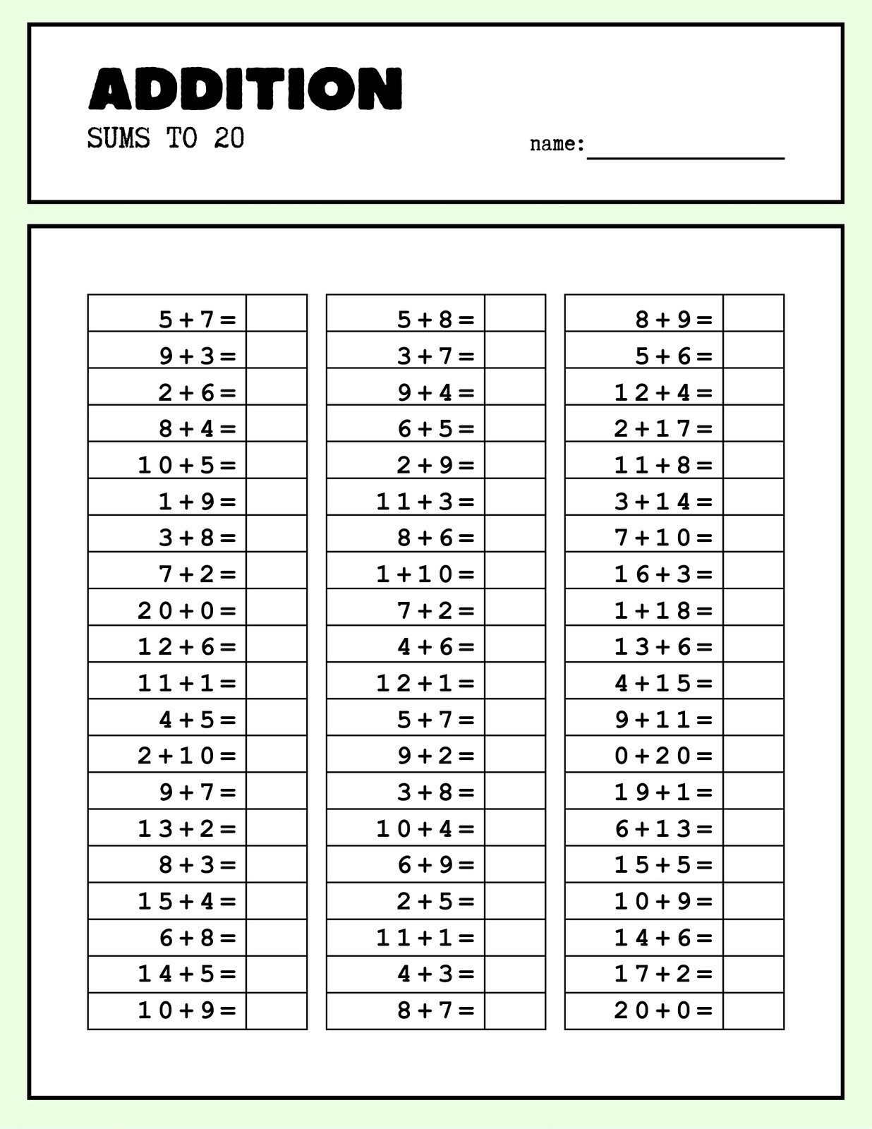 2nd Grade Printable Math Worksheets Free
