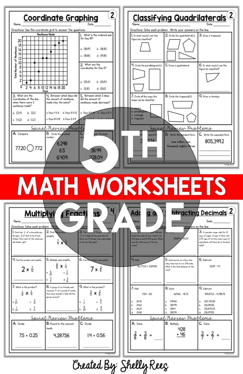 Free Printable 5th Grade Common Core Math Worksheets Appletastic