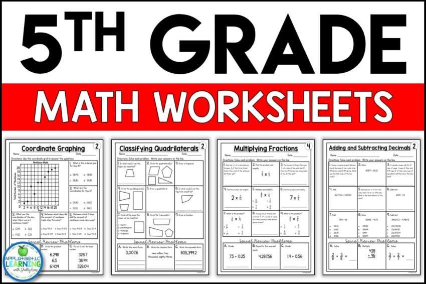Free Printable 5th Grade Common Core Math Worksheets Appletastic Learning