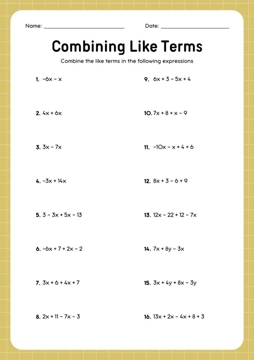 Free Printable 8th Grade Math Worksheet Templates Canva