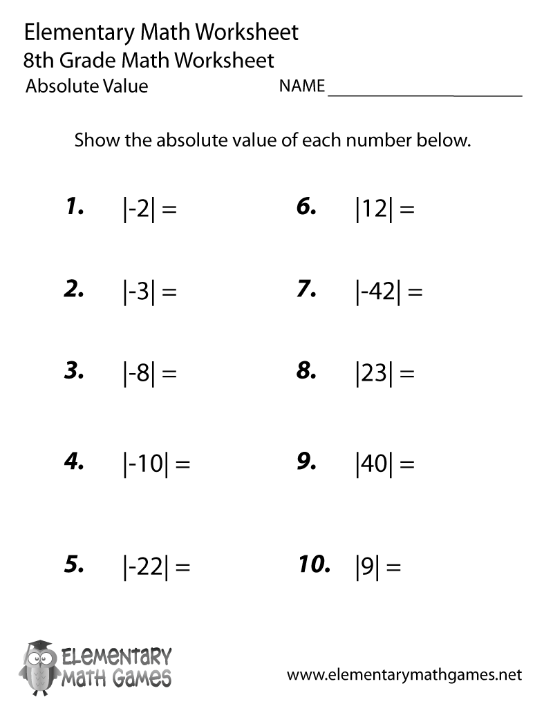 Free Computation Worksheets For 8 Grade