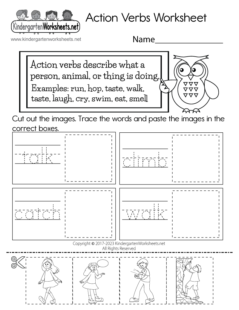 Free Printable Action Verbs Worksheet Free Printable Action Verbs Worksheet