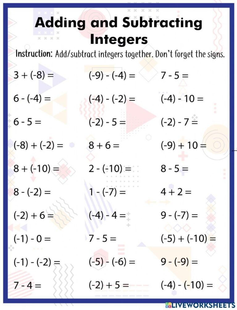 Free Printable Adding And Subtracting Integers Worksheet Download Free Printable Adding And Subtracting Integers Worksheet Png Images Free Worksheets On Clipart Library