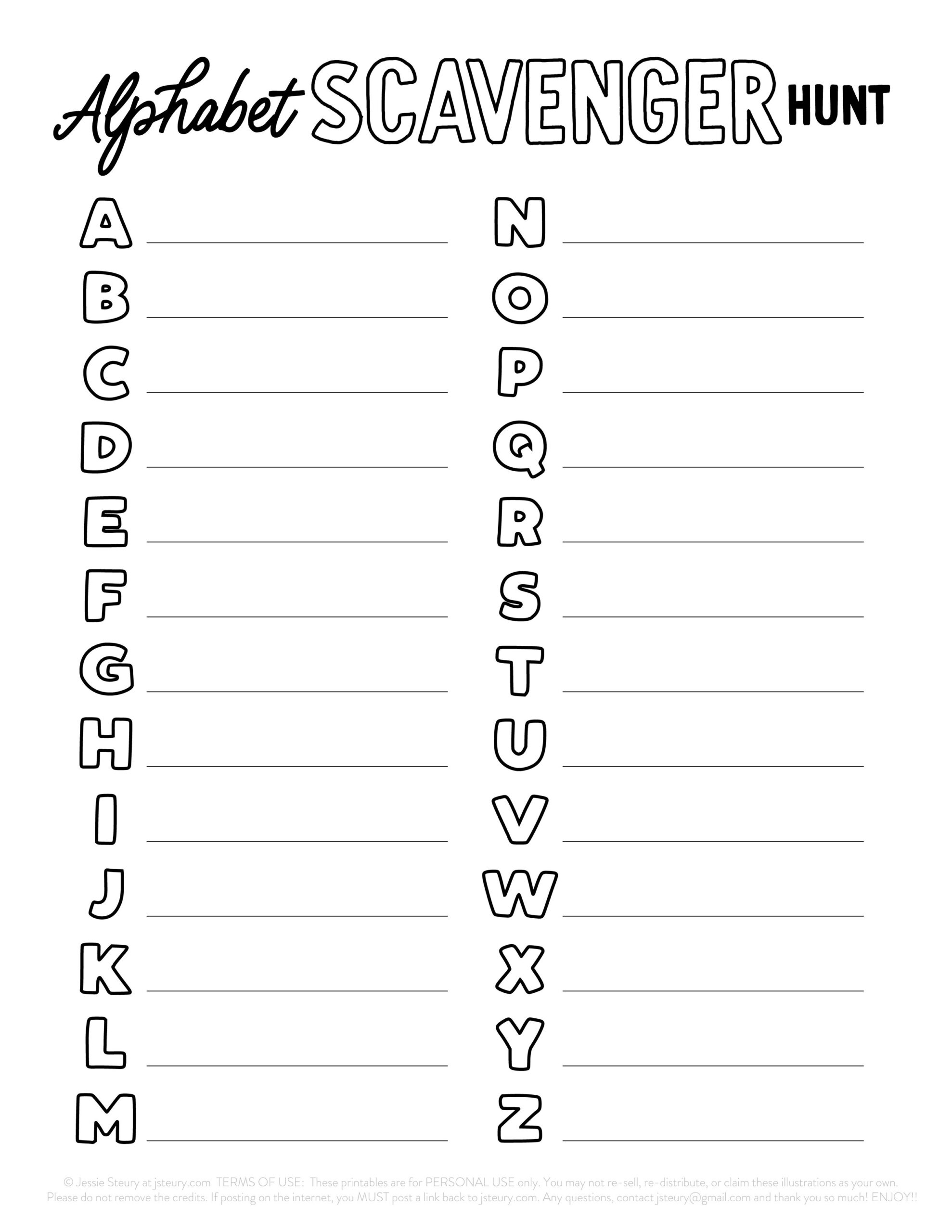 Free Printable Alphabet Scavenger Hunt Download Free Printable 