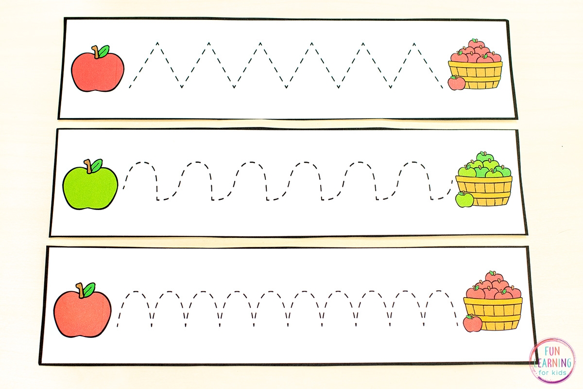 Free Printable Apple Fine Motor Tracing Strips For Pre Writing Practice