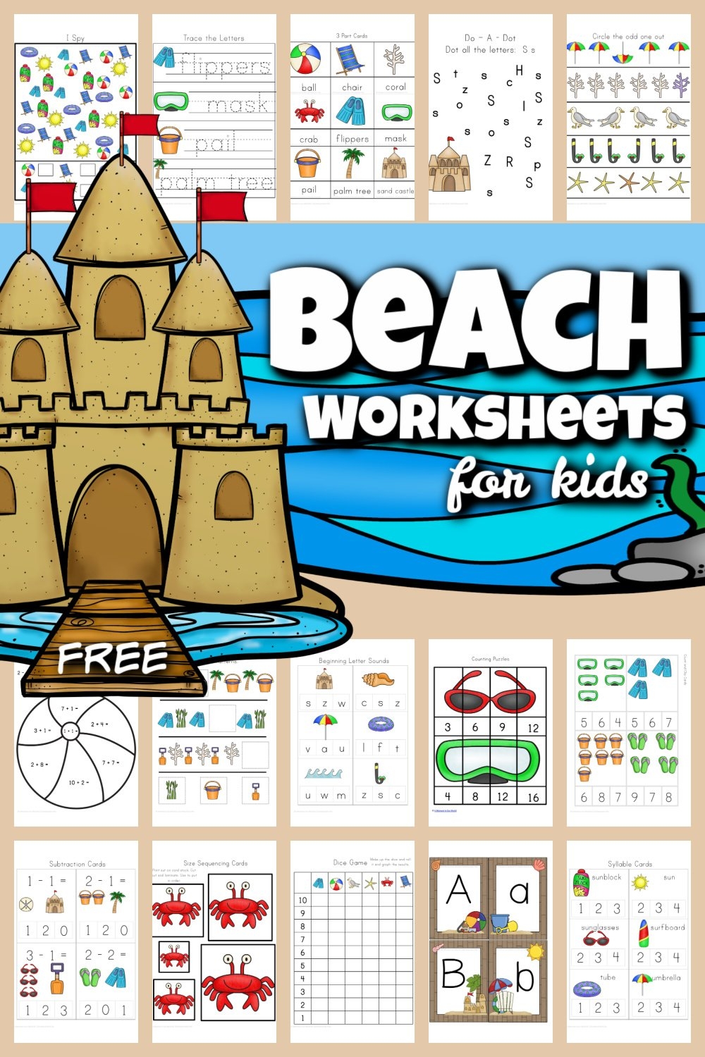 FREE Printable Beach Worksheets For Preschool K 1st FREE Printable Beach Worksheets For Preschool K 1st
