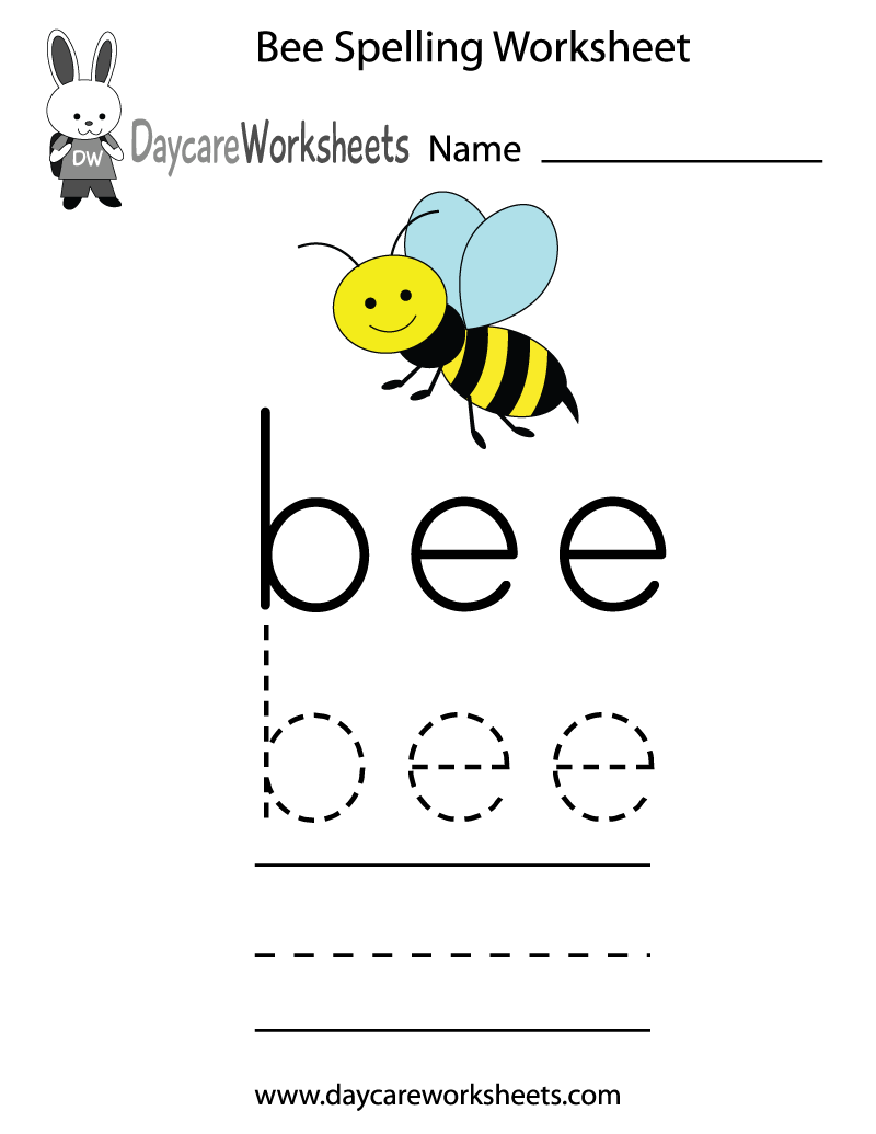 Free Printable Bee Spelling Worksheet For Preschool Free Printable Bee Spelling Worksheet For Preschool